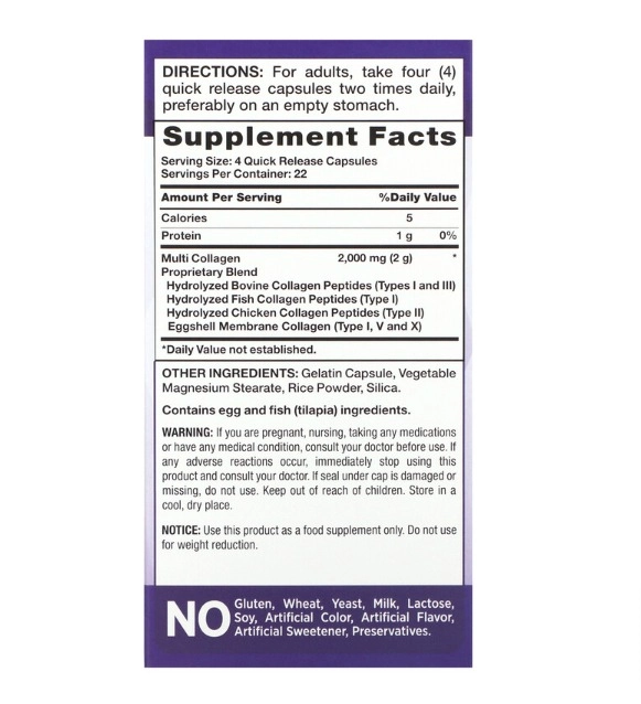 Multi Colágeno Complex, 2000mg, 90 cápsulas de liberação rápida, Nature's Truth