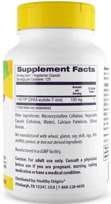 7-Keto DHEA Metabolite 100mg, 60 Cápsulas, Healthy Origins
