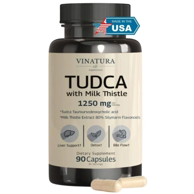 TUDCA  1250mg, Suporte Hepático, 90 Cápsulas, Vinatura