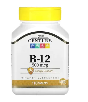 Vitamina B-12, 500mcg, 110 comprimidos, 21st Century