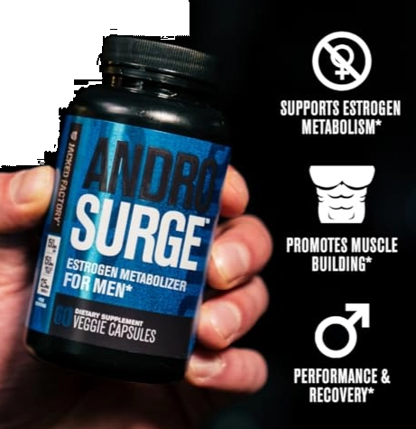 Androsurge Estrogen Blocker for Men, Construtor Natural de Músculos, Com DIM e LongJack, 120 Cápsulas, Jacked Factory
