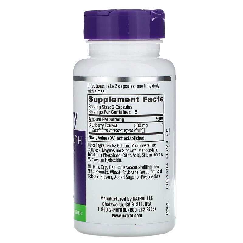 Cranberry, 800mg, 30 cápsulas, Natrol
