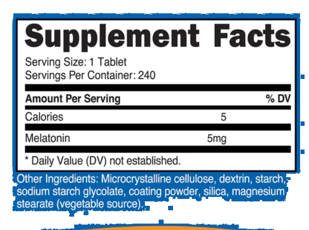 Melatonina, 5mg, 240 Comprimidos, Nutricost