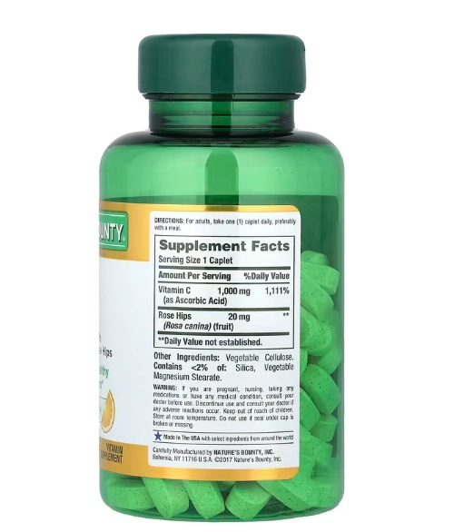 Vitamina C 1000mg com Rosa Mosqueta, 100 Cápsulas, Nature's Bounty