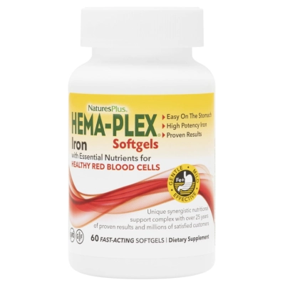Hema-Plex Iron, Ferro 85mg com Vitamina C e Bioflavonoides, 60 Cápsulas, NaturesPlus 