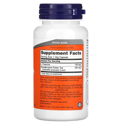 L-Theanine, 100mg, 90 Cápsulas, Now