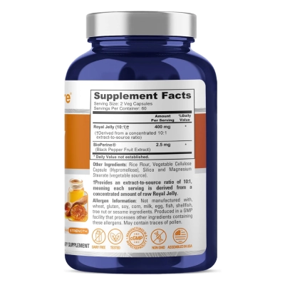 Geleia Real, 400mg, Energia e Vitalidade, 120 Cápsulas, Nusa Pure