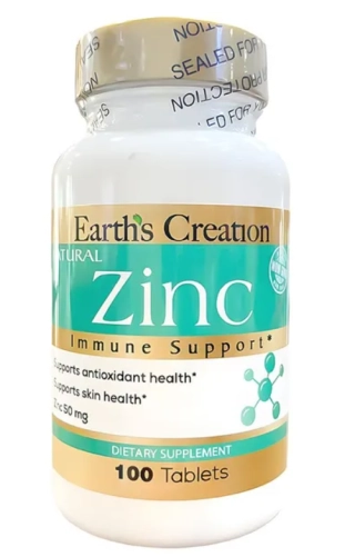 Zinco 50mg, 100 comprimidos, Earth's Creation