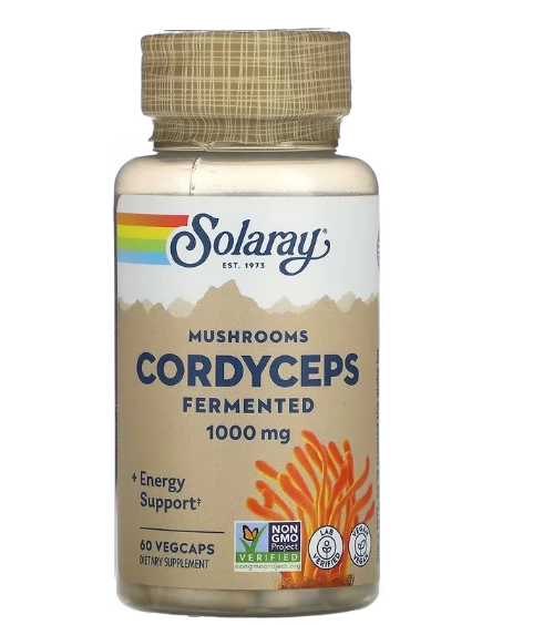 Cordyceps 1000mg, Cogumelos Fermentados, 60 VegCaps, Solaray
