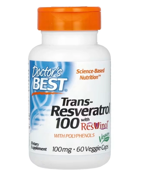 Trans-Resveratrol com ResVinol, 100mg, 60 Cápsulas, Doctor's Best
