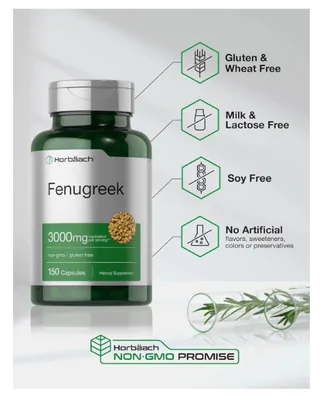 Fenugreek, Feno Grego 3000mg, 150 Cápsulas, Horbaach
