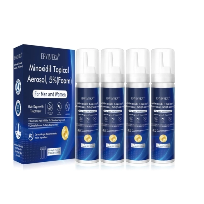 Minoxidil 5% para Crescimento Capilar Masculino e Barba, Kit 4 Meses, 60g Cada, ERYLVEKA