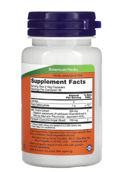 Milk Thistle, Silymarin, 150mg, 60 Cápsulas, Now