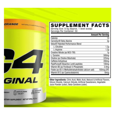 Pré-Treino C4 com Creatina, Beta-Alanina, Citrulina, Cafeína e Óxido Nítrico, Sabores, 50 Doses, Cellucor