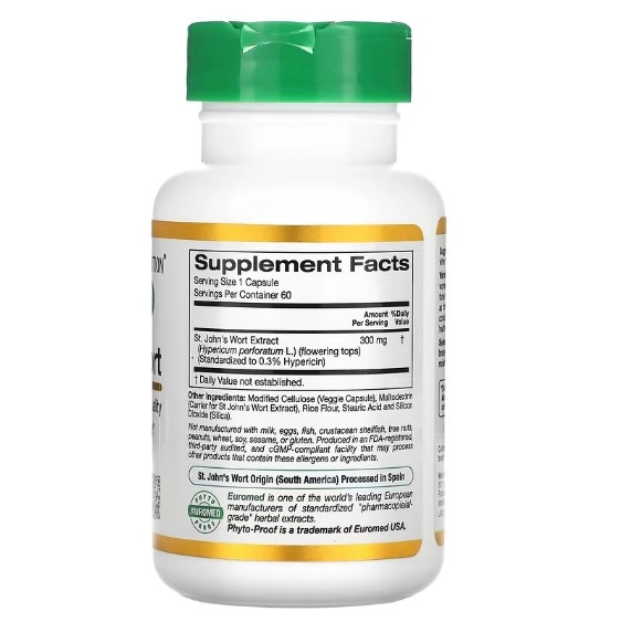 Extrato de St. John's Wort, 300mg, 60 Cápsulas, California Gold