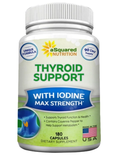 Thyroid Support, Suporte da Tireoide Com Vitaminas com B12, Ashwagandha e Bladderwrack , 180 Cápsulas, aSquared Nutritio