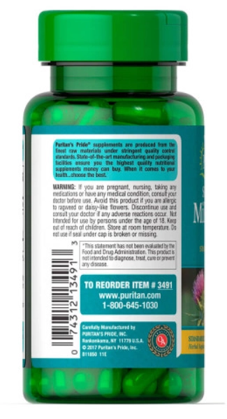 Milk Thistle, 175mg, 100 Cápsulas, Puritan's Pride