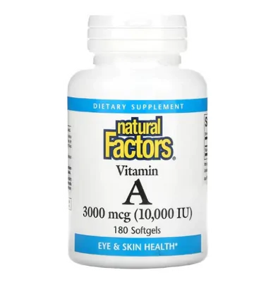Vitamina A, 10.000UI, 180 cápsulas, Natural Factors