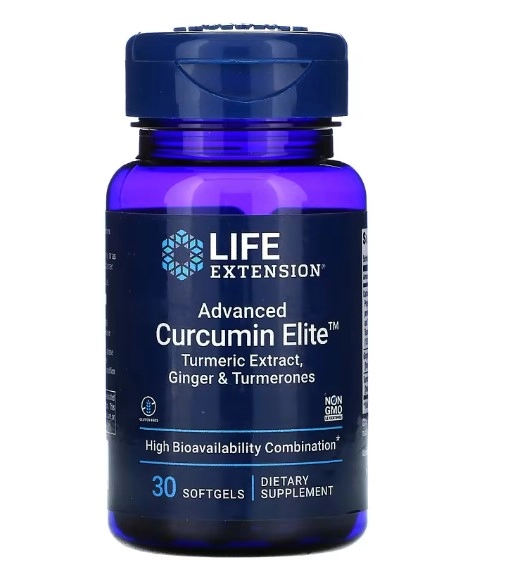 Curcumina Elite Avançada, Extrato de Cúrcuma, Gengibre e Açafrão, 30 Cápsulas, Life Extension