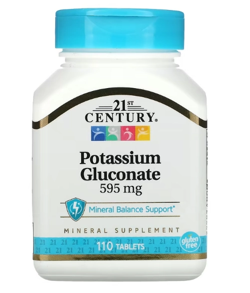 Gluconato de Potássio, 595mg, 110 Comprimidos, 21st Century