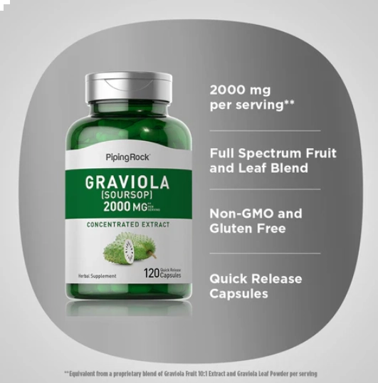 Graviola 2000mg, 120 Cápsulas, PipingRock