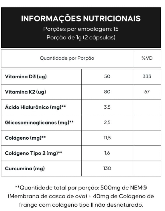 Artifenax, com NEM, Colágeno Tipo II, Curcumina, Vitminas D3 e K2, 30 Cápsulas, Flora Nativa