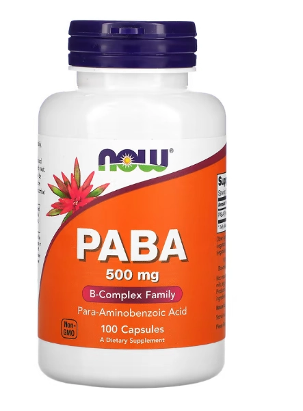 PABA, 500mg, 100 Cápsulas, Now