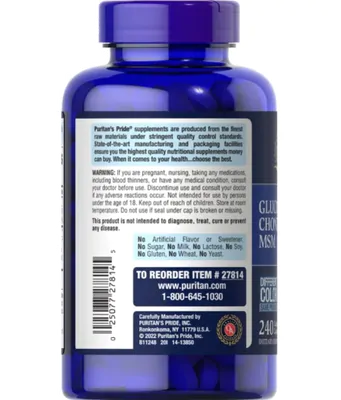 Glucosamina e Condroitina com MSM, 1500mg, 240 Cápsulas, Puritan's Pride