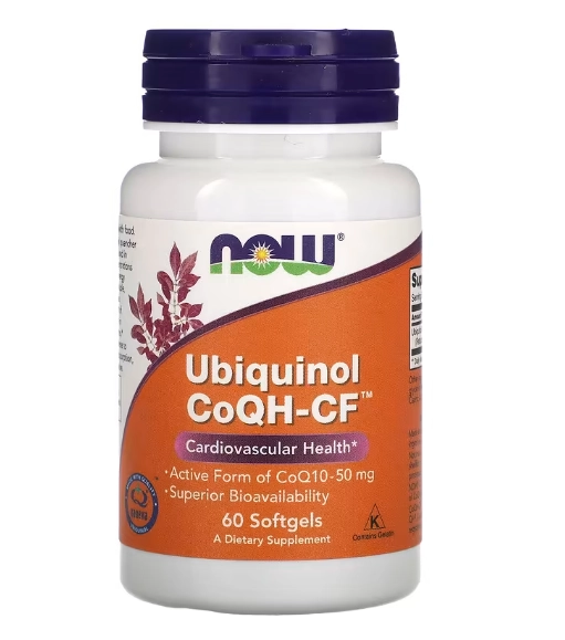 Ubiquinol CoQH-CF 50mg, 60 Cápsulas, Now