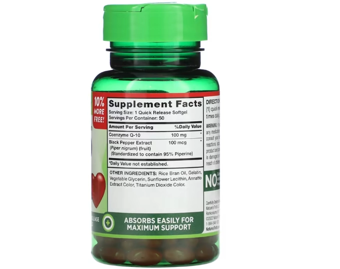 Coenzima CoQ-10, Absorção Rápida, 100mg, 50 Cápsulas, Nature's Truth