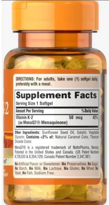 Vitamina K2, 50mg, 60 Cápsulas, Puritan's Pride