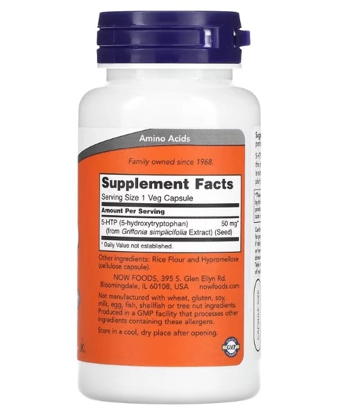 5 HTP, 50mg, 90 Cápsulas, Now