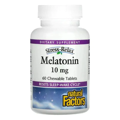 Melatonina 10mg, 60 tabletes mastigáveis, Natural Factors