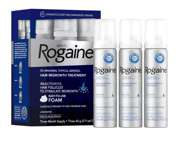 Rogaine Extra Strength, Masculino, 5% solução de minoxidil, 60ml cada