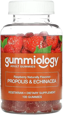 Gomas de própolis e echinacea, 100 gomas Sabor Framboesa, Gummiology