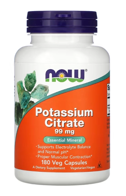 Citrato de Potássio, 99 mg, 180 Cápsulas, Now