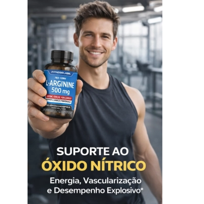 L-Arginine, 500mg, Nitric Oxide, 100 Cápsulas, Fitness Labs