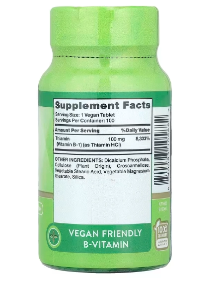 Vitamina B-1, 100mg, 100 comprimidos, Nature's Truth