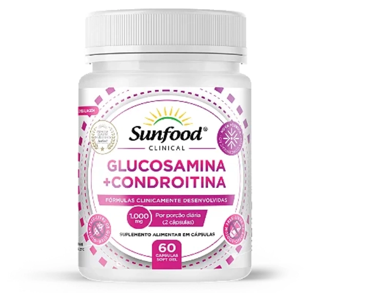 Glucosamina + Condroitina 1000mg, 60 Cápsulas, Sunfood
