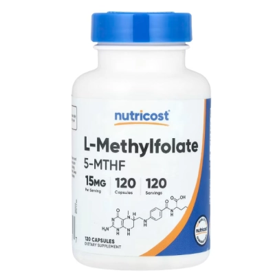 L-Metilfolato 15mg, 120 Cápsulas, Nutricost