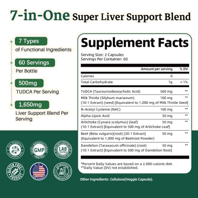 TUDCA 7 em 1, 500mg, 120 Cápsulas, Migcopat