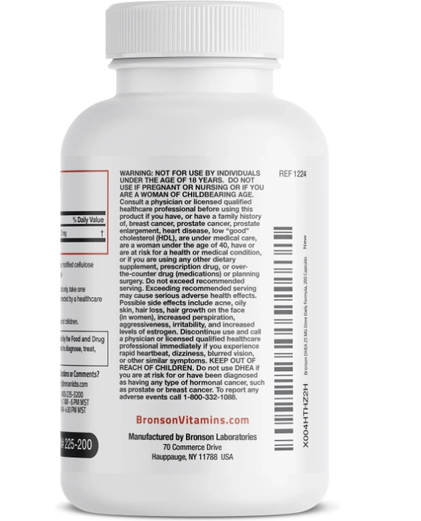 DHEA 25mg, 200 Cápsulas, Bronson