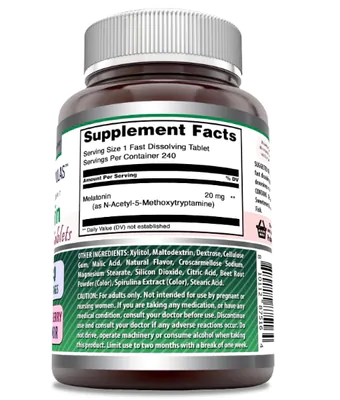 Melatonina 20mg, 240 Comprimidos Sabor Frutas Vermelhas, Amazing Formulas