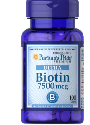 Biotina, 7500mcg, Ultra, 100 comprimidos, Puritan's Pride