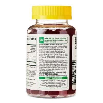 Melatonin Gummies for Kids 1mg, Melatonina Vegetariana, 60 Gomas Raspberry, Spring Valley