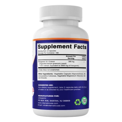 Fenugreek (Feno-grego), 3000mg, 320 Cápsulas, Vitamatic