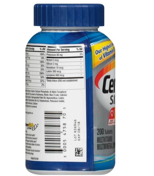 Centrum Silver Men 50+, 200 Comprimidos, Importado