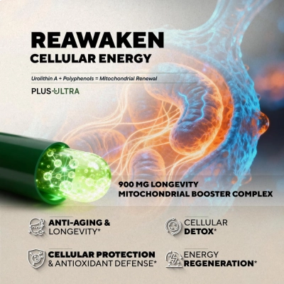Urolithin A + Lipossomal 10 em 1 com NR e resveratrol, 1250mg, 60 Cápsulas, Plus+Ultra