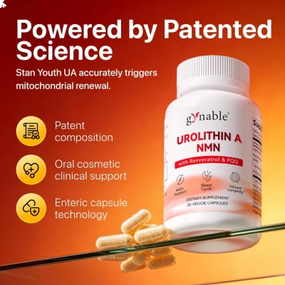 Urolitina A + NMN, 400mg, Energia Celular e Longevidade, 30 Cápsulas, Gynable
