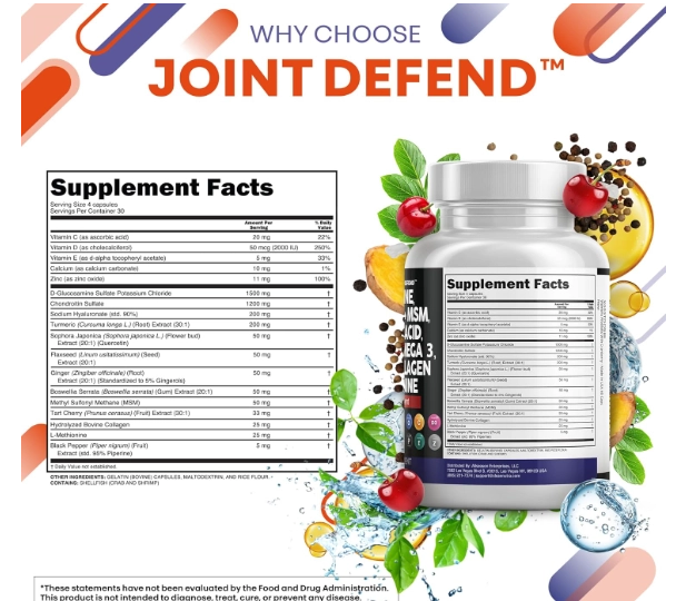 Glucosamina Condroitina e MSM 1500mg, Com Cúrcuma, Colágeno, Ácido Hialurônico e Ômega-3, 120 Cápsulas, Clean Nutraceuti
